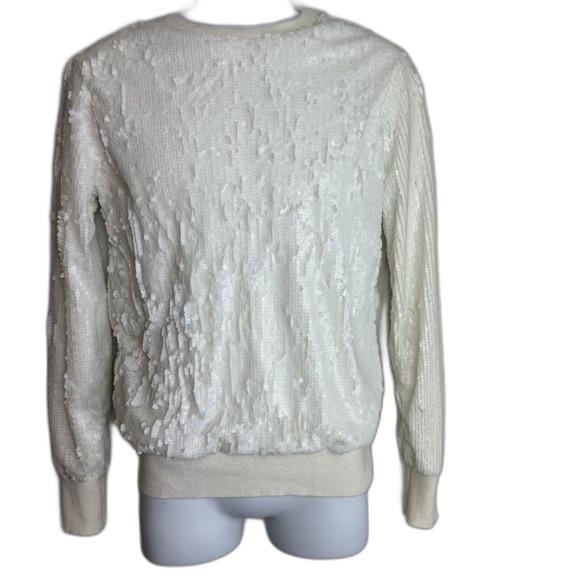 Equipment Femme Ivory Wool Blend Shane Sequined Crewneck Sweater Womens S - Picture 1 of 11